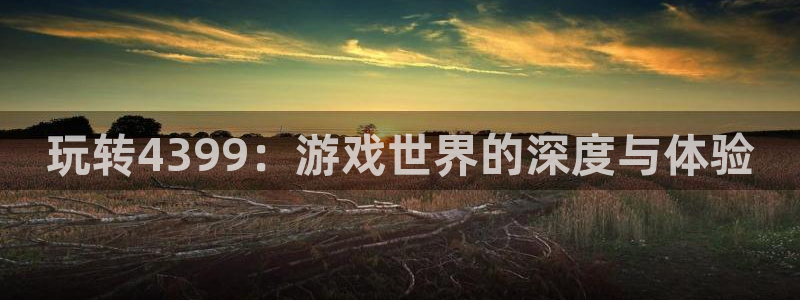 杏鑫代理登录中心官网：玩转4399：游戏世界的深度与体验