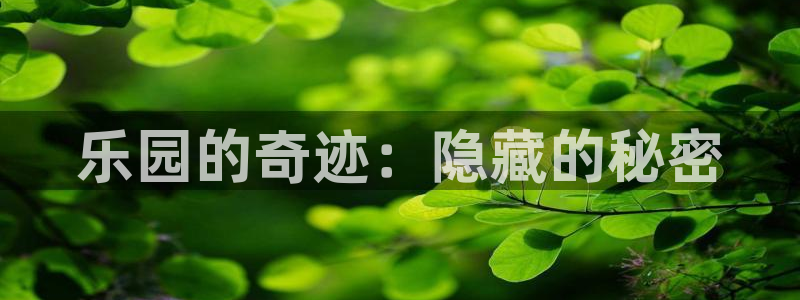 杏鑫平台：乐园的奇迹：隐藏的秘密
